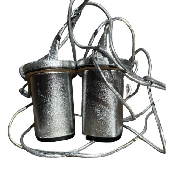 🌻NEW Calvin Klein Silver "Calista" Ankle Tie Sandals Size 10 - Picture 2 of 6